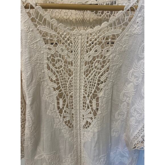Spiaggia Dolce Ivory Lace Top Women's Size Small Vintage Y2K Style Flowy Blouse - Picture 2 of 5